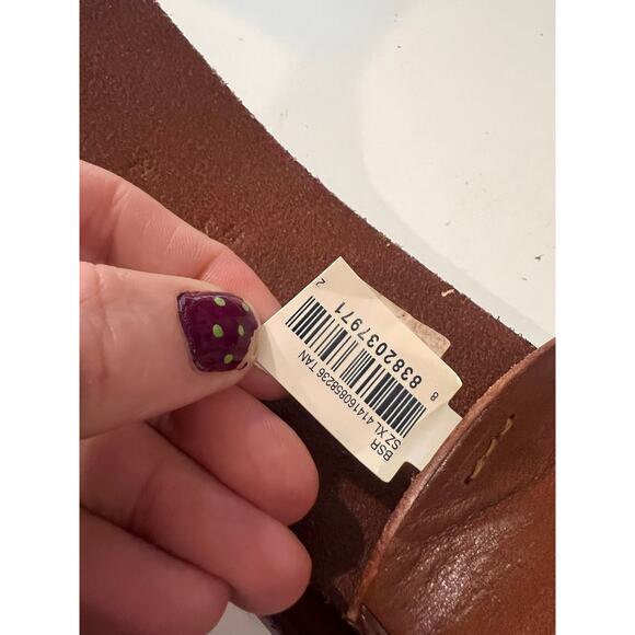 Ralph Lauren Thick Tan Genuine Leather Round Wrap Buckle Belt Size XL main image 5
